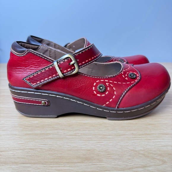 Spring Step L'Artiste Shoes - Spring Step L'Artiste Sugarcane Mary Jane Clogs Womens 37 Red Excellent Leather